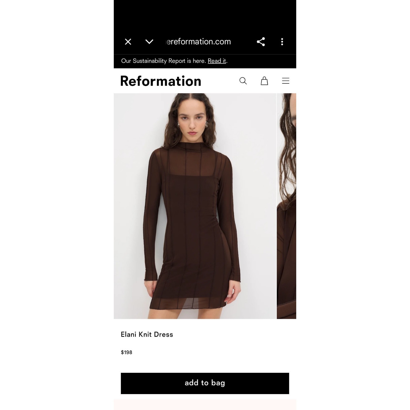 Reformation Brown Elani Semi Sheer Festival Date Amazing Dress Size Xl Bodycon